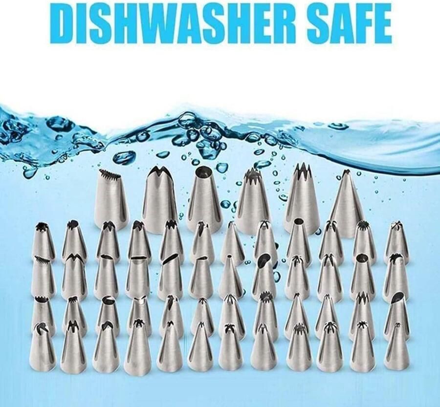 Spuitmonden set bakaccessoires voor taarten accessoires bakkenset volwassenen taartaccessoires set 54 roestvrijstalen spuitmonden spuitzak met opbergdoos (129 stuks)