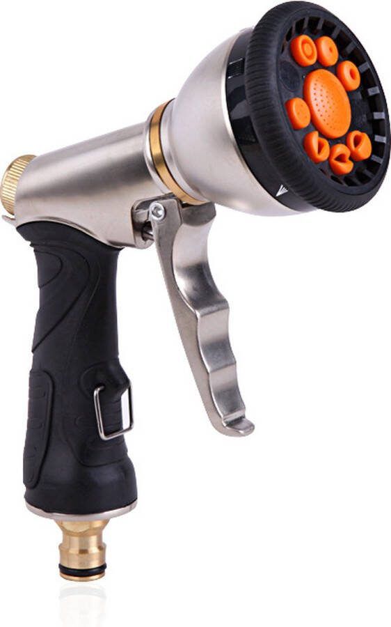 Spuitpistool Voor Tuinslang Met Verstelbare Sproeikop 9 Standen Hogedruk metalen waterpistool handsproeier voor het besproeien van planten het wassen van auto's en het douchen van huisdieren