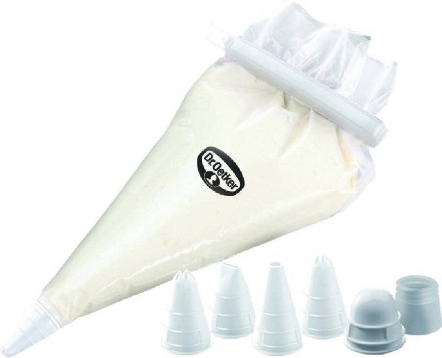 Spuitzak set 4 spuitmonden inclusief sluitclip decoratie bakaccessoires transparant wit 1 stuk spuitzakken wegwerp