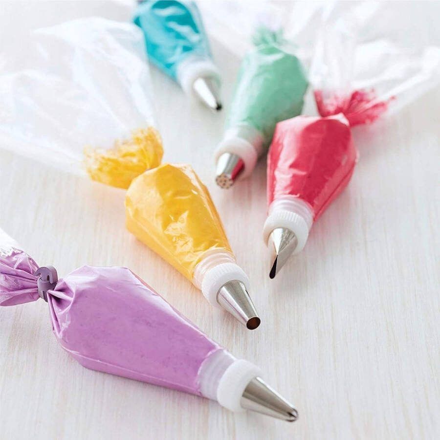 Spuitzakken en spuitmonden set met genummerde spuitmondjes 30 stuks wegwerp spuitzakken met patroonkaart en e-book glazuurzakken en spuitmonden Cupcake Cookie Decorating Tips Piping Kit spuitzakken wegwerp