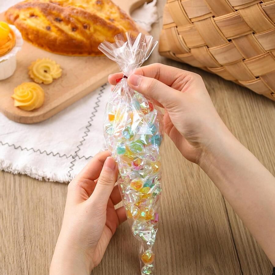 Spuitzakken set groot 200 stuks Herbruikbare kleine wegwerpspuitzakken Snoepzakjes kegel cellofaanzakjes Twist-ties en doorzichtige cadeauzakjes 200 stuks spuitzakken wegwerp