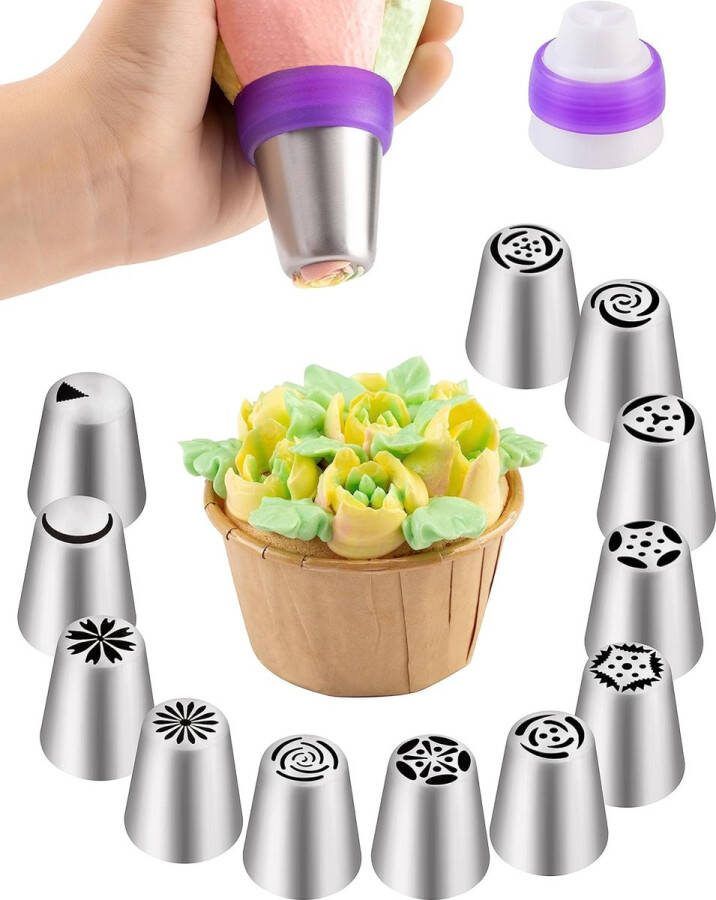 Spuitzakken spuitmonden set 59 stuks taartdecoratieset met Russische spuitmonden Taartaccessoires bakaccessoires voor cupcakes taarten