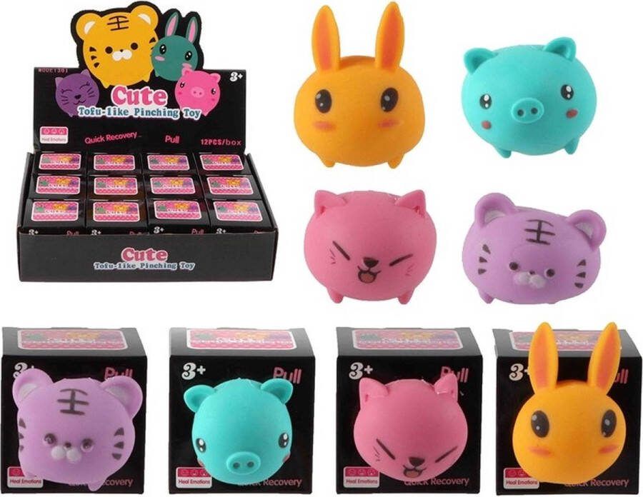Squeeze Dieren 5 5cm met poeder knijpbaar Speelgoed Anti Stress Squish Fidget Fun Fidget Toys Random dier figuurtje