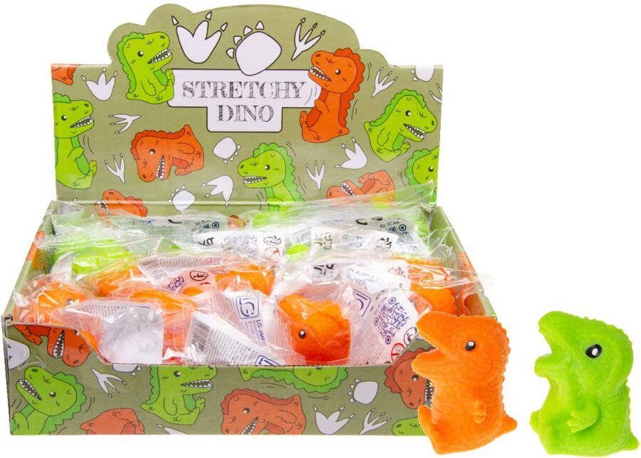 4 Stuks Squishy Mesh Dinosaurus Stressbal Oranje & Groen Stressbal voor Kinderen Speelgoed