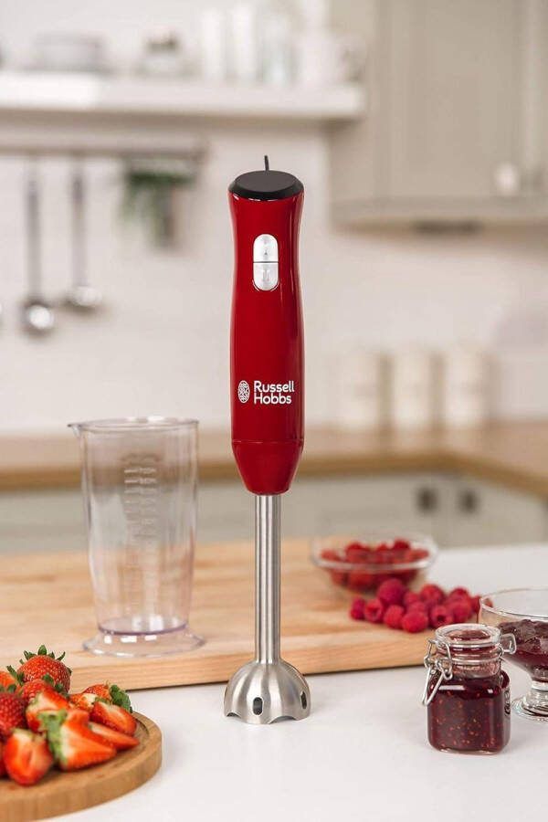 Staafmixer 2 snelheidsstanden vaatwasmachinebestendig mix-maatbeker 700 ml hakmolen blender smoothies soepen yoghurt sauzen babyvoeding rood-zwart