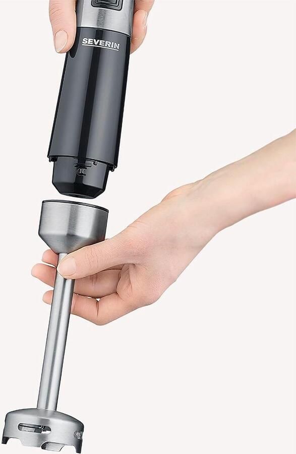 Staafmixer voor pureren en hakken Mixstaaf met traploze snelheidsinstelling Afneembare pureerstaaf 600 W Zwart geborsteld roestvrij staal