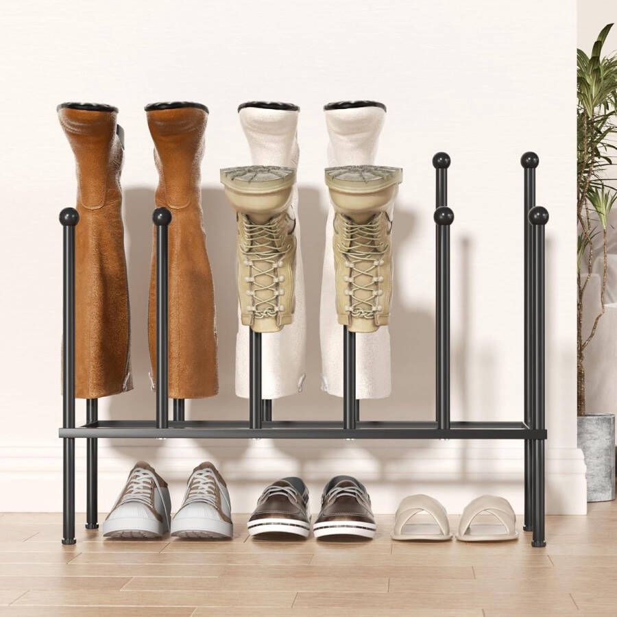Staand schoenenrek metaal zwart vrijstaande schoenenkast schoenenrek voor slaapzaal kast entree slaapkamer terras outdoor hal schoenenrek organizer voor 6 paar