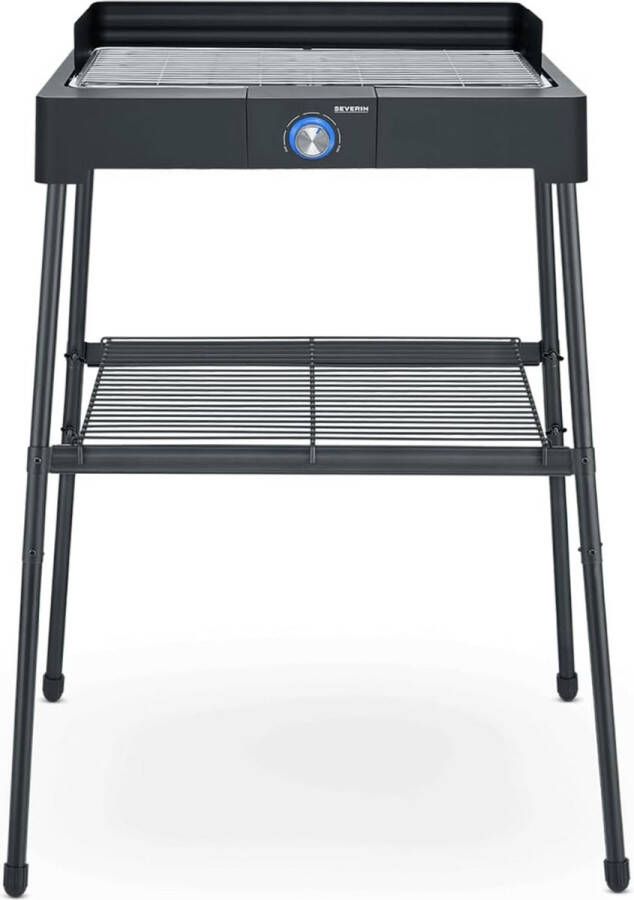 Staande grill met roestvrij stalen grillrooster en staand onderstel en aflegrooster elektrische grill met snelle grillstart balkongrill zonder verbrandingsgevaar zwart