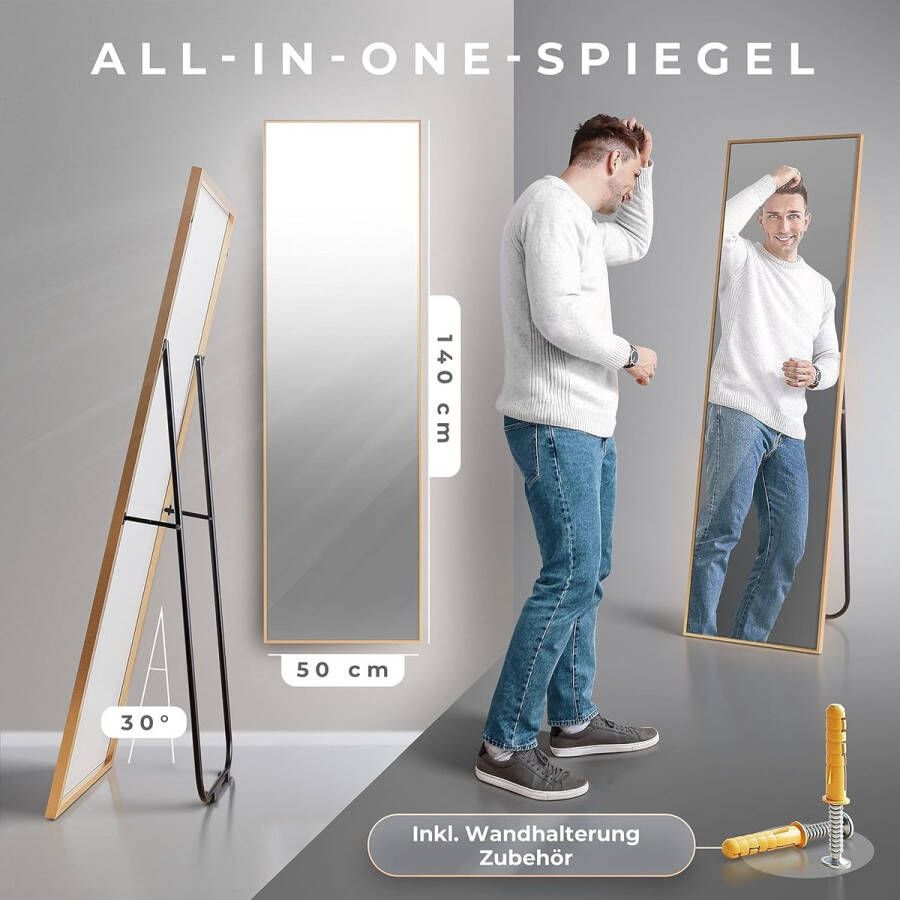 Staande spiegel en wandspiegel met lijst decoratieve wandspiegel grote wandspiegel full body-spiegel om neer te zetten