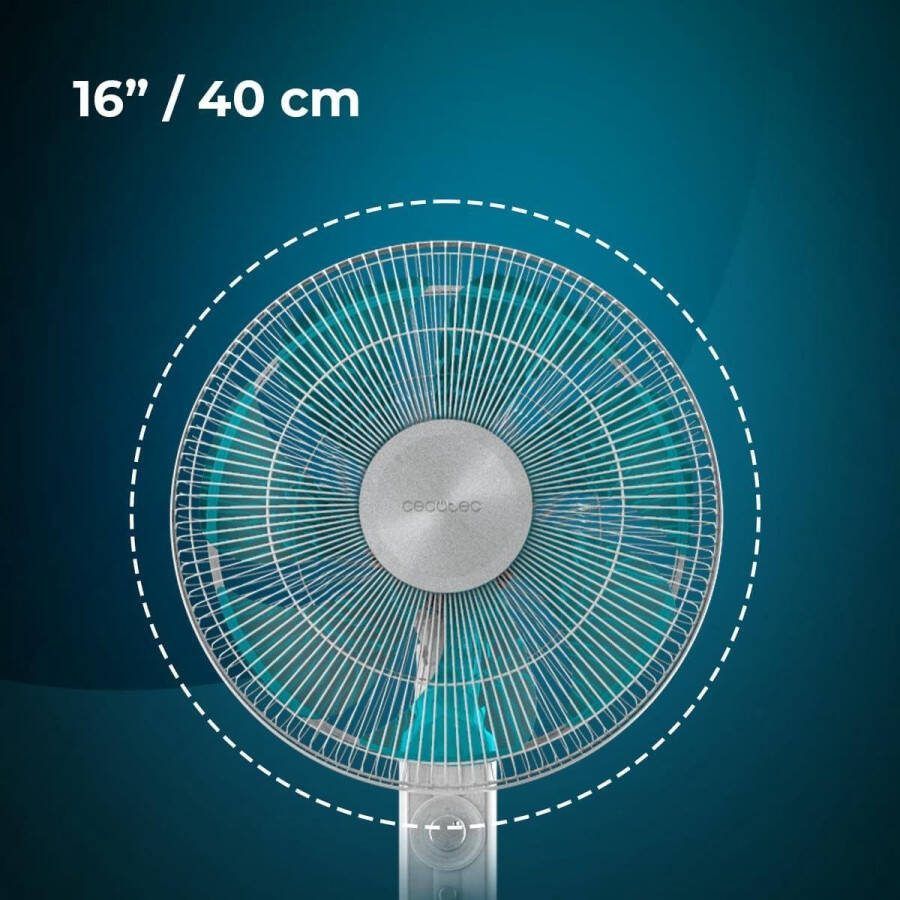 Staande ventilator 16 inch EnergySilence 610 Max Flow met timer en 4 snelheden 70W 7 bladen 90º oscillatie hoogte verstelbaar tot 130cm