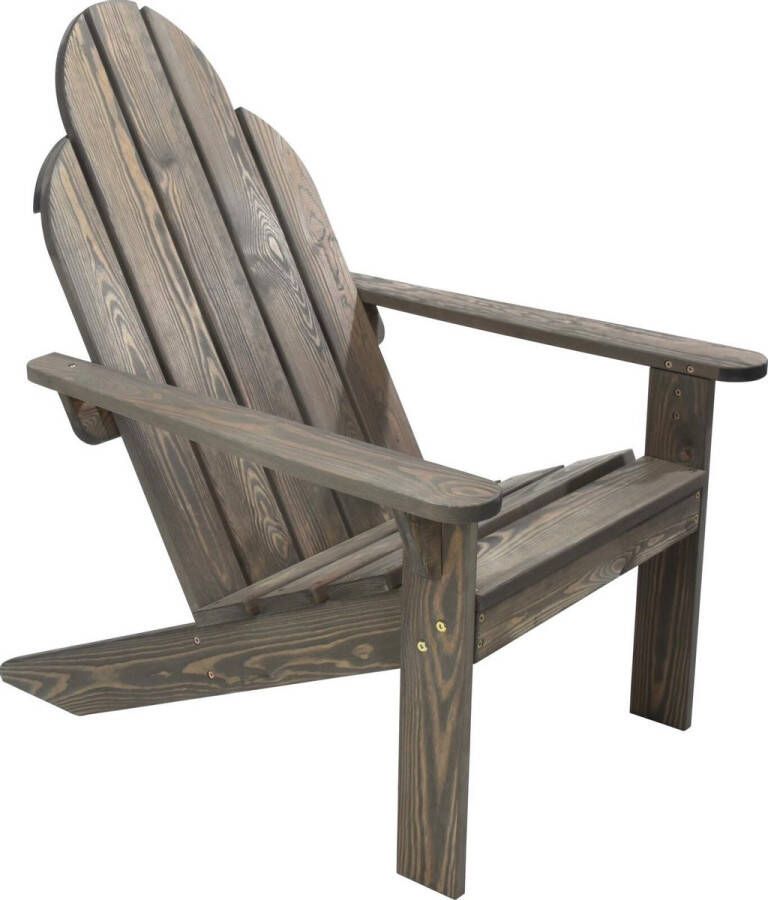 Merkloos Stabiele Canadian Deckchair Houten Tuinstoel Bruin