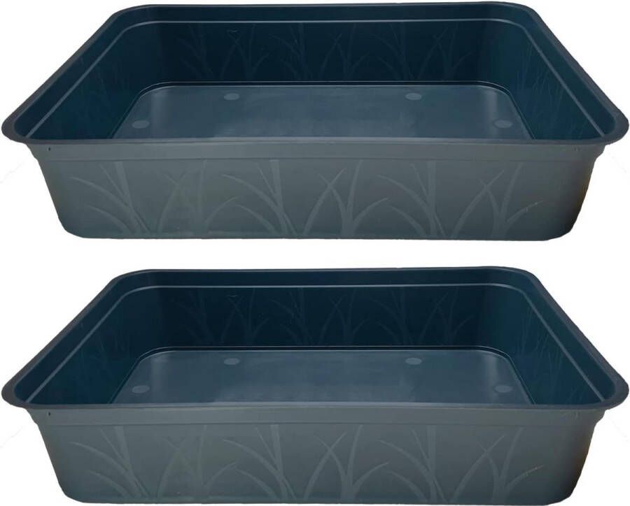 Stabiele plantenschaal zonder bodemgaten 38 x 28 x 8 cm pikeerschaal voor tuinplanten 2 stuks Kweekbak