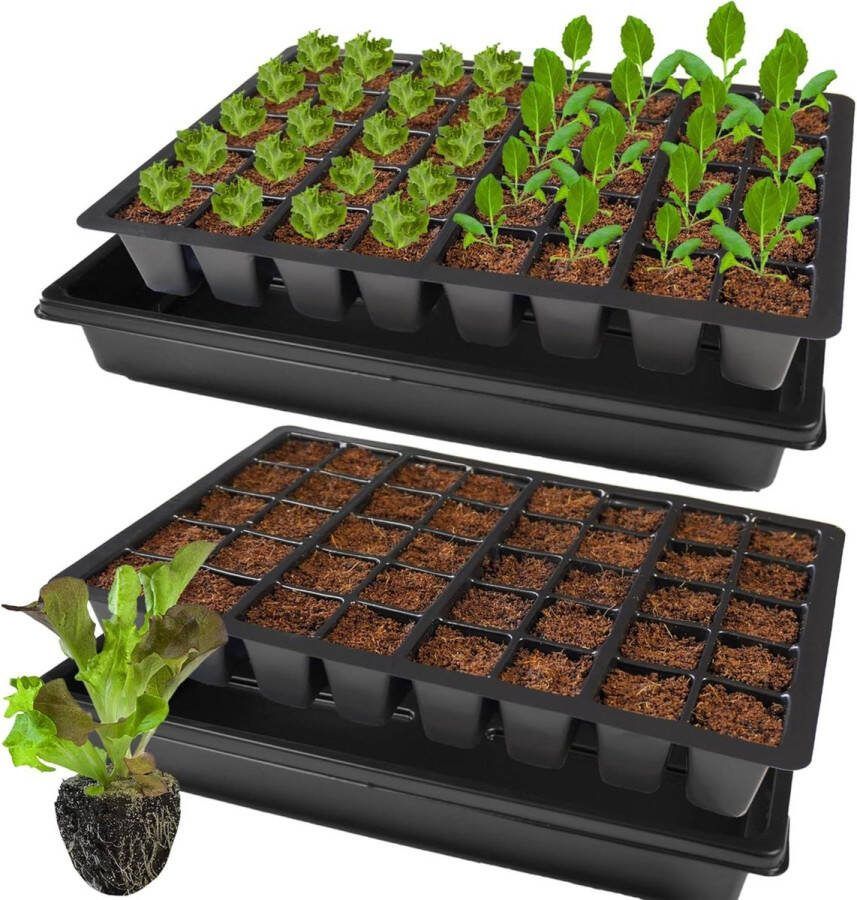 Stabiele zaaiplaten 2 stuks met onderzetter 80 plantgaten kweekplaat voor zaaien Kweekbak