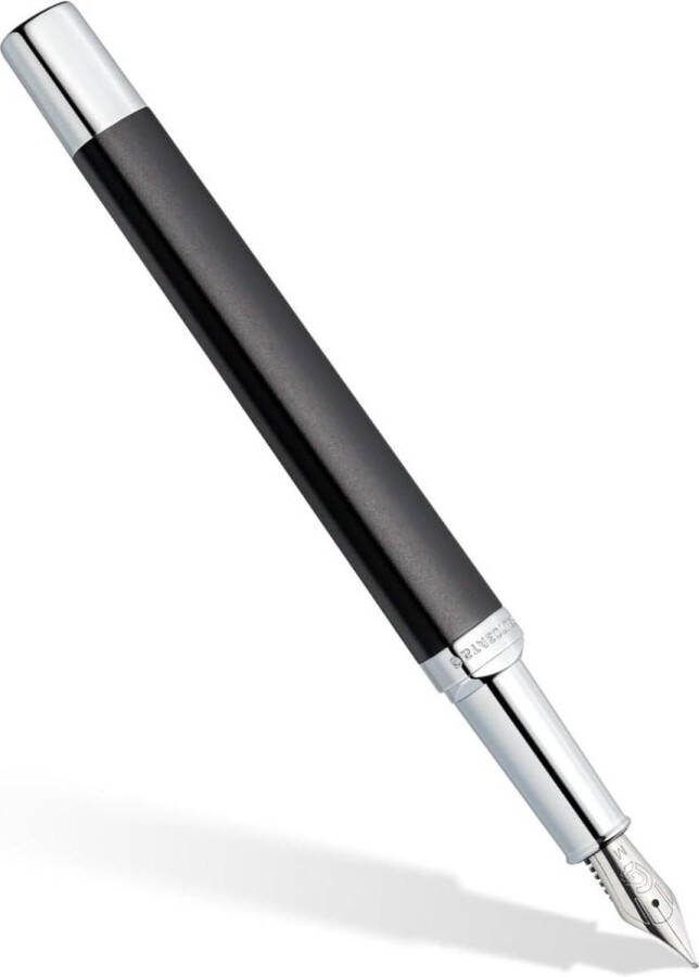 STAEDTLER Vulpen triplus 474 M antiek antraciet hoogwaardige metalen behuizing ergonomische driehoekige vorm stalen veer M schrijfkleur blauw patroon 474 M09-3