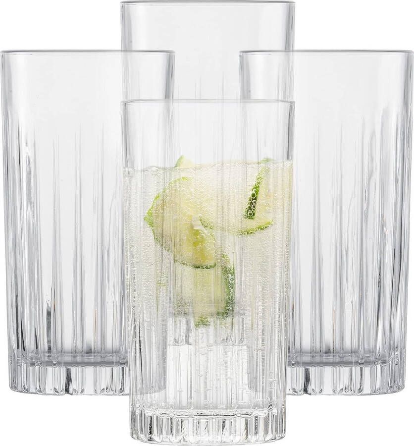 Stage longdrinkglas (set van 4) drinkglas voor longdrinks met reliëf vaatwasmachinebestendige kristallen glazen (art.nr. )