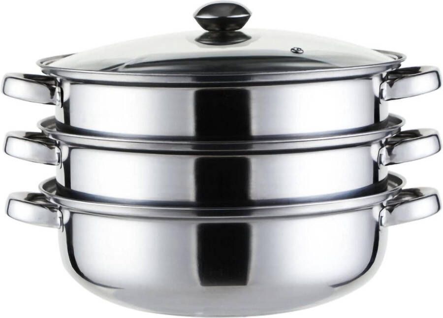 Stainless Steel Soup Pot Fish Steamer with Glass Lid Cookware for Cooking Vegetables Seafood Steam Cooker