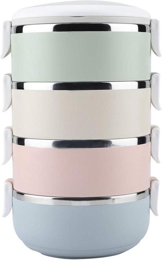 Stainless Steel Stackable Insulated Lunch Box with Handle 4 Layers