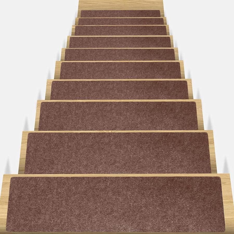Stair Mat 20 x 76 cm antislip trapmat 14 stuks voor houten trappen kinderen honden veiligheid grip binnen bruin