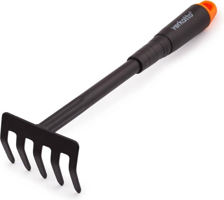 Stalen bloemenhark met 5 tanden voor tuinonderhoud Kleine hark voor tuin balkon moestuin Tuinhandhark met ergonomische handgreep Werkbreedte 9 cm