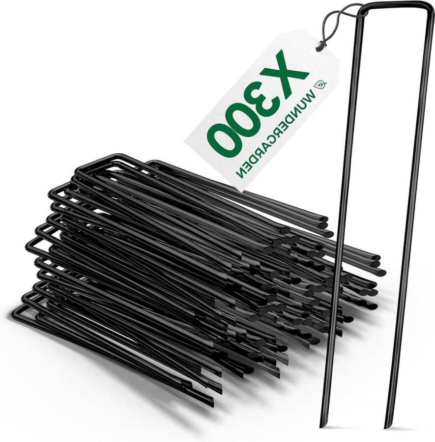 Stalen grondankers voor worteldoek set van 300 grondnagels gronddoekbevestiging kampeeraccessoires 150x25mm Ø27mm