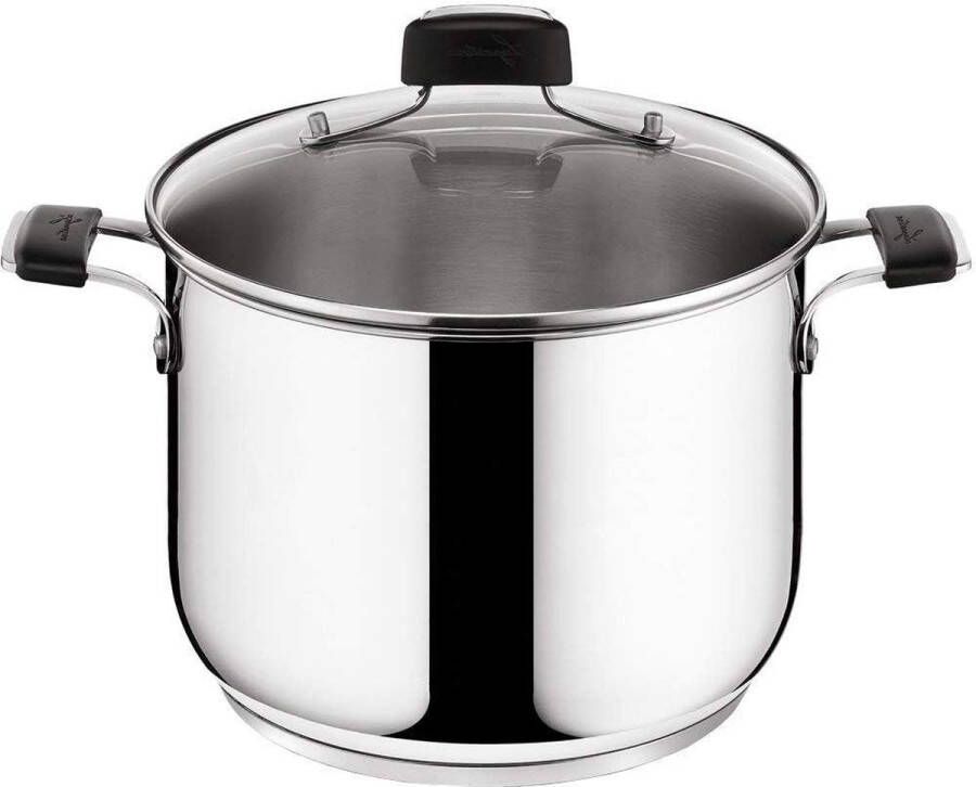 Stalen pan met deksel Ø 22 cm Tempra kookpan zwart