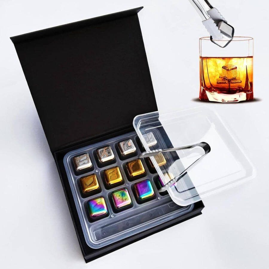 Stalen Rainbow Whisky Stenen 12 Pack Kerstdag Geschenken Herbruikbaar Metaal IJsblokjes Chilling Stones Wijnkoeler voor Bar Accessoires