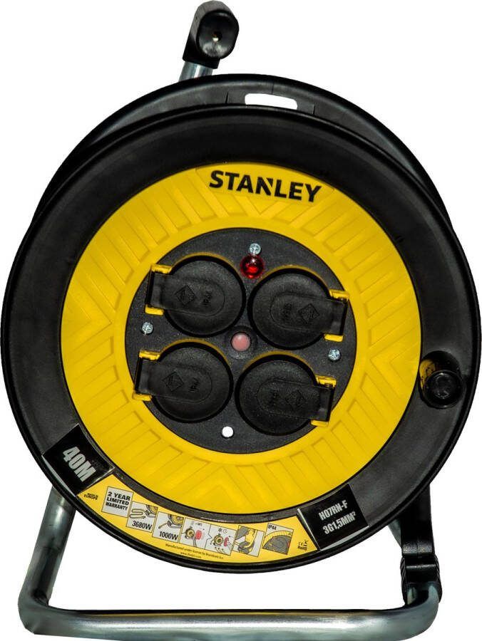 Stanley H07RNF Kabelhaspel 40m 3x1.5 mm² met penaarde