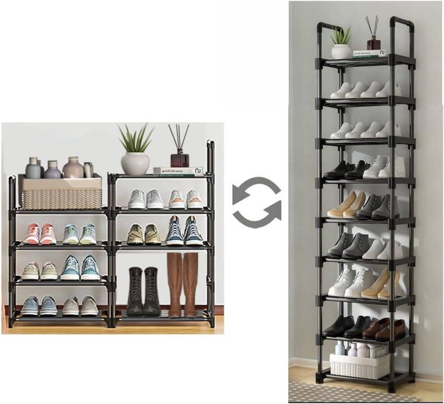 Stapelbaar schoenenrek 9 niveaus metalen organizer voor schoenen hal en woonkamer opslagrek