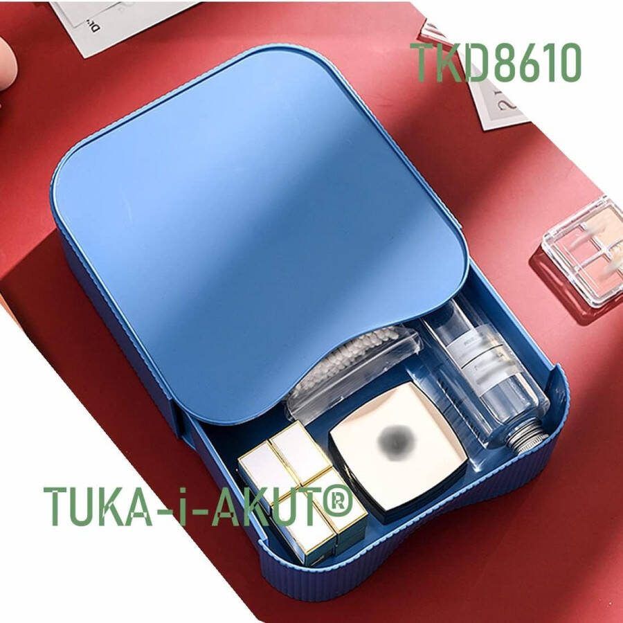 Stapelbare bureau-organizer ladebox vrij te combineren bureau-opbergdoos make-up cosmetica sieraden opbergladen 23 x 22 x 8 cm blauw