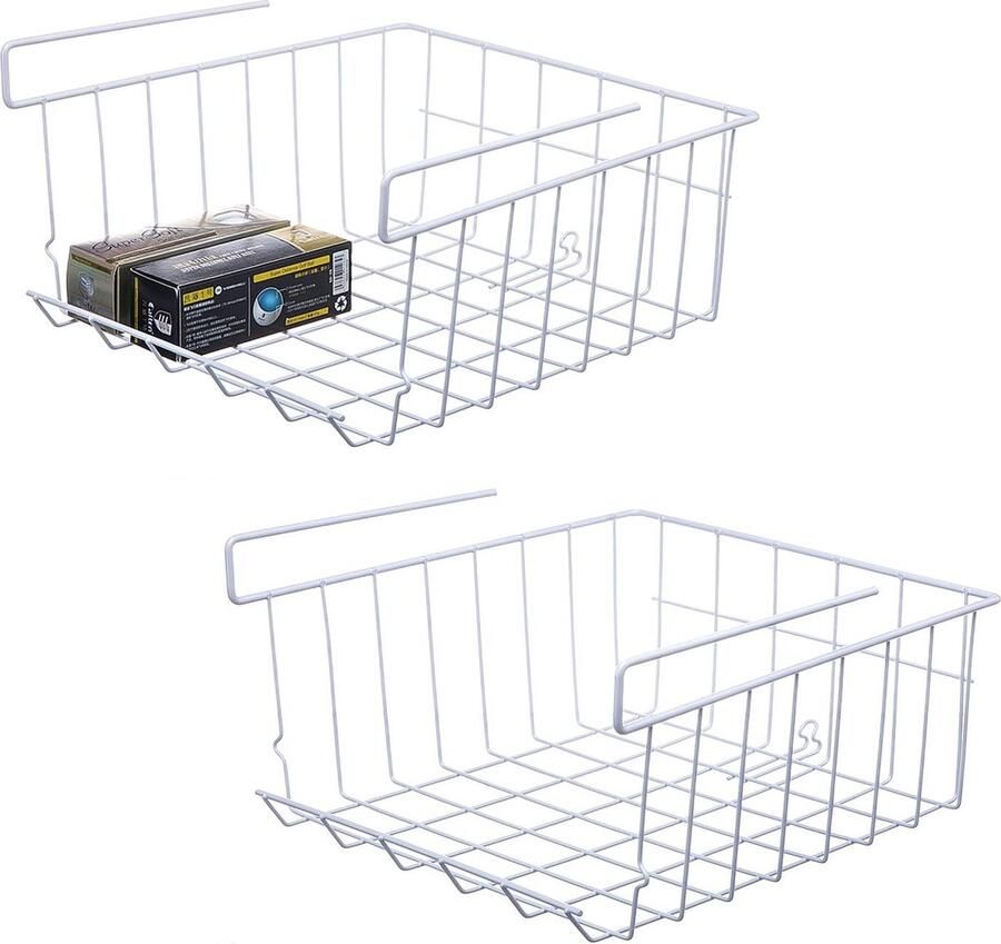 Stapelbare hangende mand 2 stuks onder plank hangende metalen draadopbergmand voor keuken kantoor voorraadkast badkamerkast