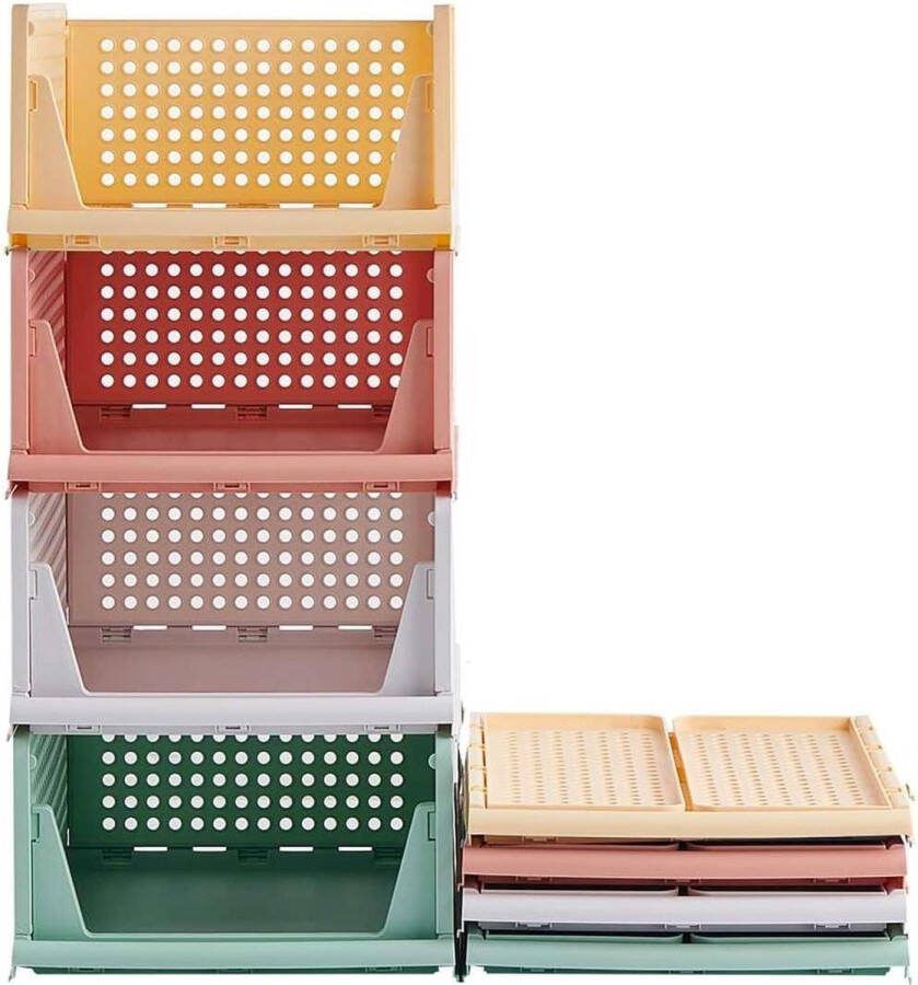 Stapelbare kledingkast opbergdozen 4 stuks plastic lade organizer keuken opslag 43 x 33 x 72 cm