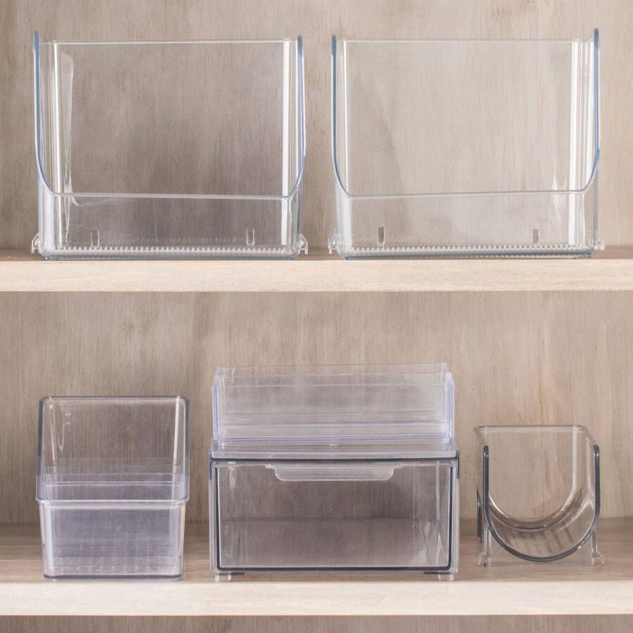 Stapelbare make-up doos voor beauty accessoires lippenstift en nagellak organizer make-up houder voor badkamer of slaapkamer set van 3 transparant zilverkleurig