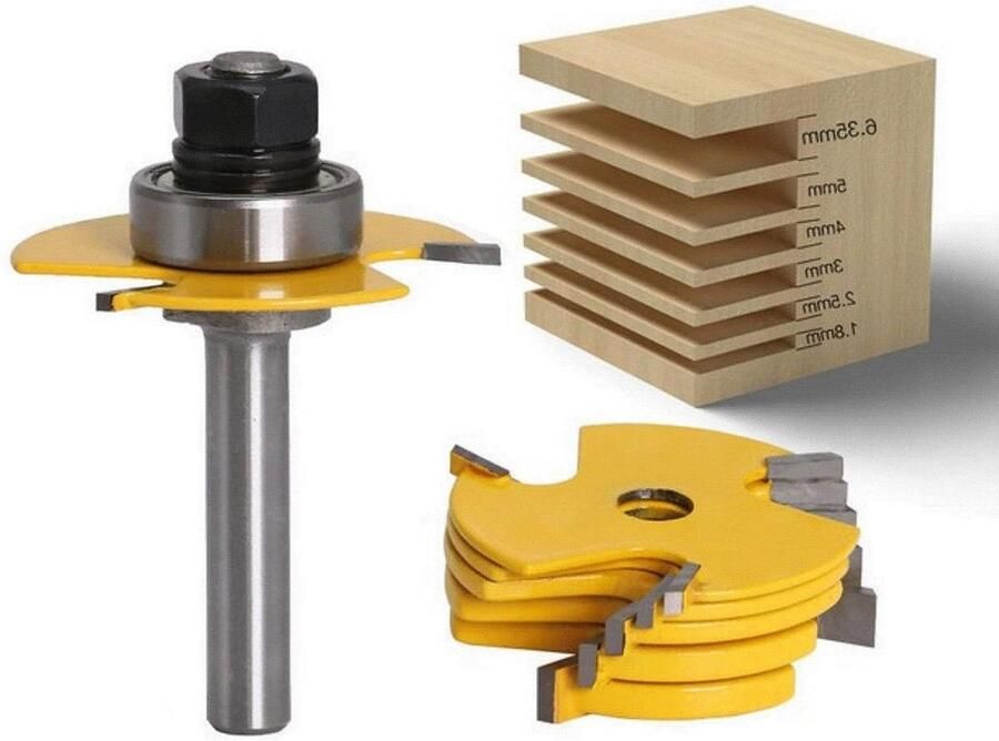 Stapelbare Verstelbare Slot Cutter 8mm Schacht 1 2 Inch Cut Diepte 1.8mm 6.35mm Blade Lengte Biscuit Joint Router Bit Houtbewerking Gereedschap