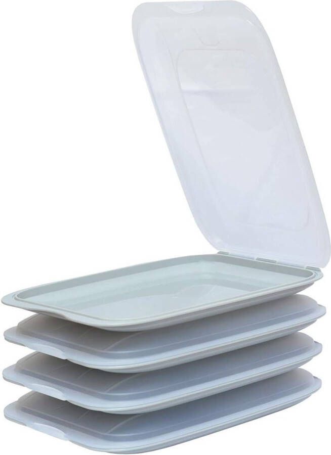 Stapelbare vleeswarendozen met deksel grijs worstcontainer vershouddoos BPA-vrij herbruikbaar 25 x 17 x 33 cm vleeswaren doos