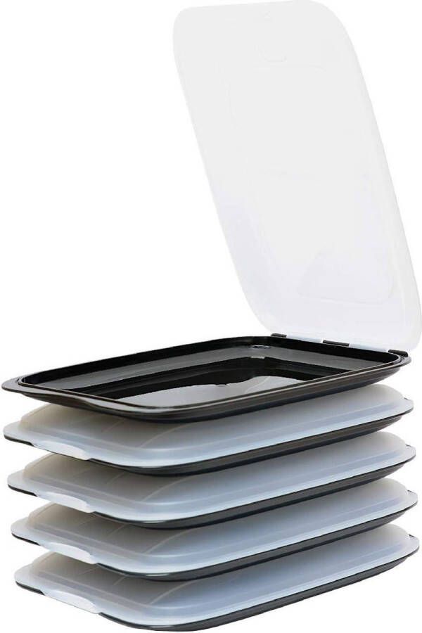 Stapelbare vleeswarendozen Vershouddoos voor vleeswaren Worst containers Orde in koelkast 5 stuks Zwart 25x17x33 cm kaasstolp