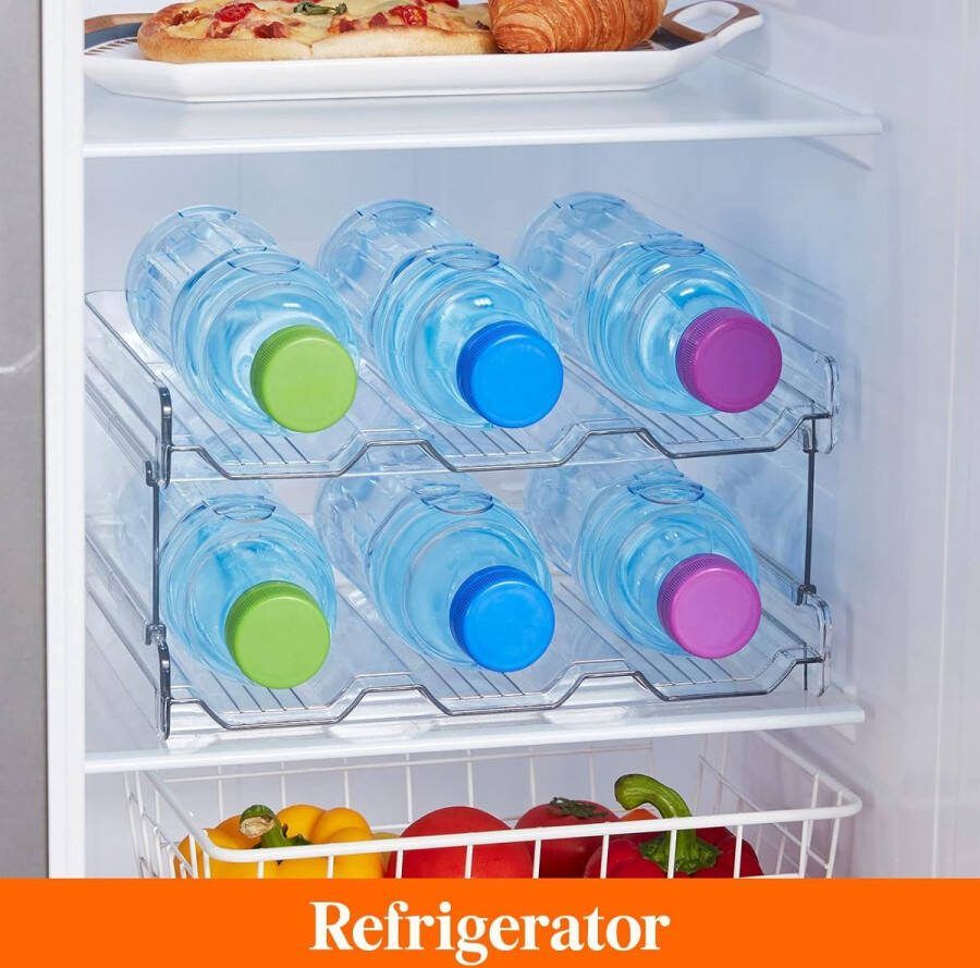 Stapelbare waterfles organisator voor kast vriezer pantry plastic bekerhouder voor aanrecht op de keuken kast kantoor pakket van 2 elk rek houdt 3 containers vast