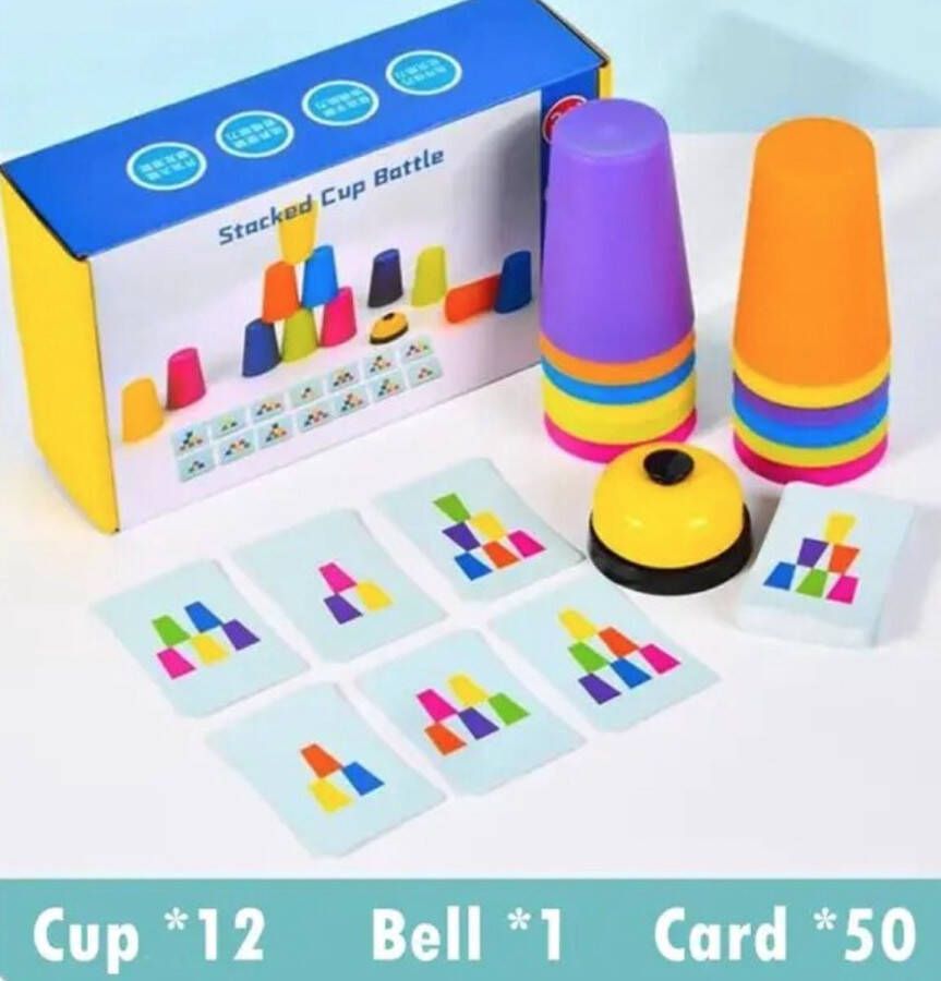 Stapelbekers spel Voor Meerdere Spelers Leerzaam Spel Speelgoed Educatief Speelgoed Inclusief 2 sets stapelbekers inclusief 50 Voorbeeld Kaarten Familie Spellen Montessori Speelgoed Ouder En Kind Spel Spelletjes Kleurrijk