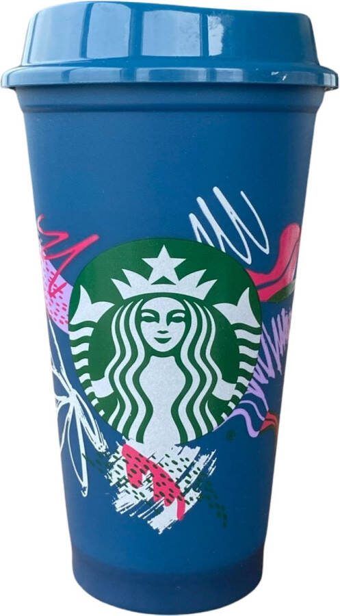 Starbucks Beker Drinkbeker Veranderd van Kleur Met Deksel Herbruikbaar- ijskoffie beker Limited Edition Donker Blauw