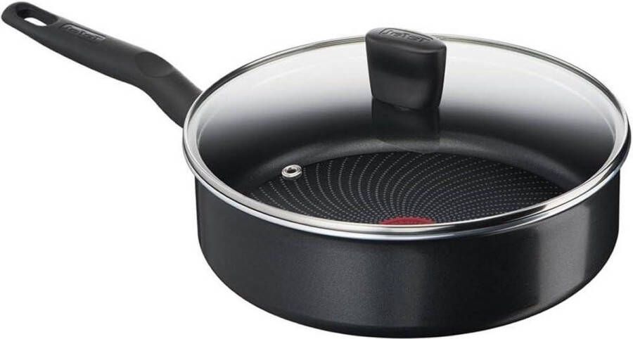 StartEasy stoofpan met deksel 24 cm aluminium titanium anti-aanbaklaag thermo-signaaltechnologie thermo-fusion-bodem inductie geschikt zwart