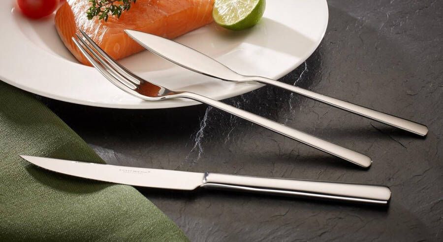 Steakbestek 12 delig roestvrij staal 18 10 gepolijst incl. houten cassette bestekset 25.7x16.7x7.5 cm eenheden