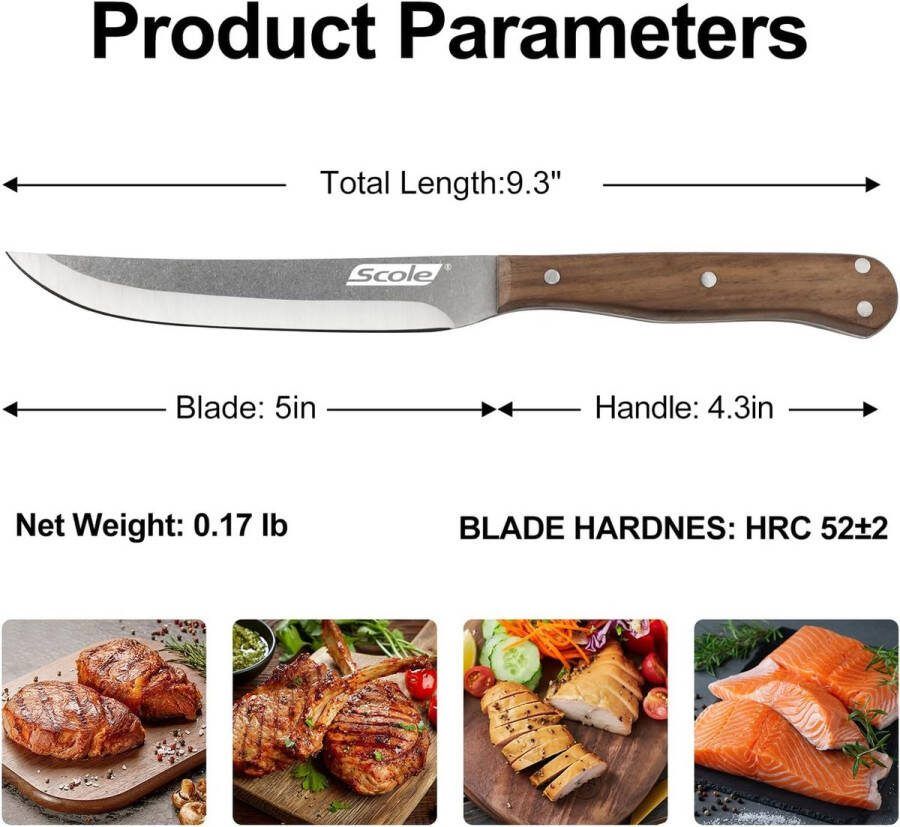 Steakmessen 6-delig keukensteakbestek messenset van Duits carbon roestvrij staal scherp getande pizzames en ergonomische steakmessen met premium geschenkdoos