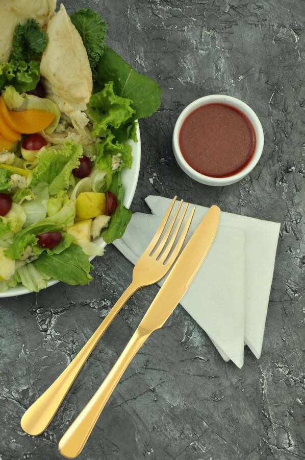 Steakmessen bestekmessen keuken pizzames messen bestekset roestvrij staal tafelservies voor thuisgebruik huis keuken restaurant (12 stuks goud)