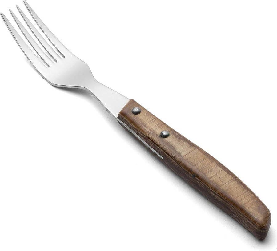 Steakmessenset 12 stuks (6 messen + 6 vork) roestvrij staal handgreep inpakhout kleur bruin