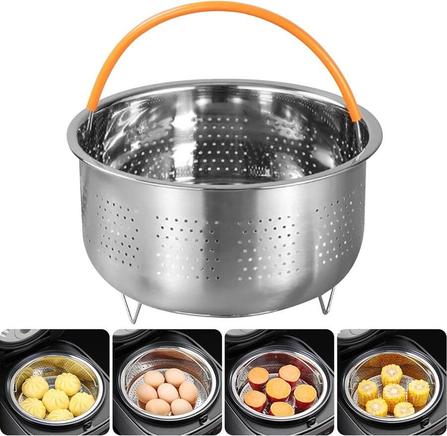 Steamer-inzet roestvrijstalen stoomboot koken groentestoommand pottenstoommand voor het stomen van groenten fruit eieren voor potten pannen rijstkoker potinzet (21 5 x 14 cm)