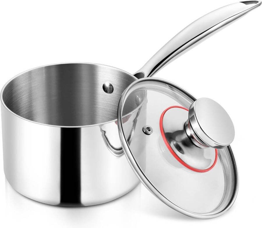 Steelpan 16 cm 18 10 roestvrijstalen melkpan met deksel 1 7 liter steelpan met lange steel inductie braadpan voor keuken restaurant ongecoat vaatwasmachinebestendig