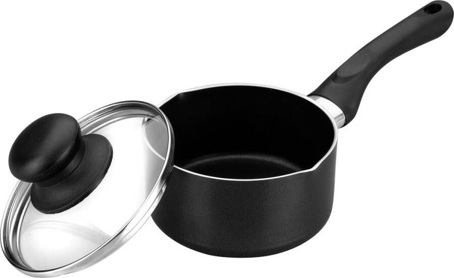 Steelpan Indubasic met uitloop deksel 12 cm aluminium zwart transparant 2 stuks