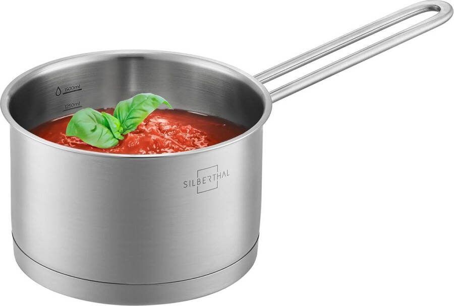 Steelpan inductie 16 cm roestvrij stalen kookpan met steel klein 2 l melkpan voor alle warmtebronnen