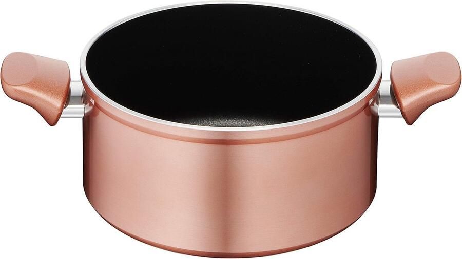 Steelpan met 2 handgrepen buitenkant kopereffect aluminium antiaanbaklaag diameter 20 cm zwart