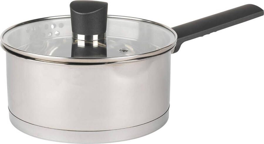 Steelpan met deksel 18 cm steelpan met deksel 2 l kookpan met glazen deksel hoogglans gepolijste steelpan inductiepan vaatwasmachinebestendige steelpan