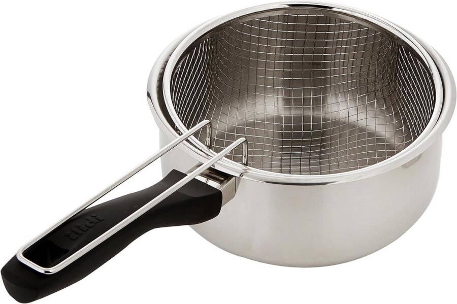 Steelpan met mandje 18 cm roestvrij staal geschikt voor inductie frituurpanoptie